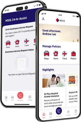 Msig App Phone Screens